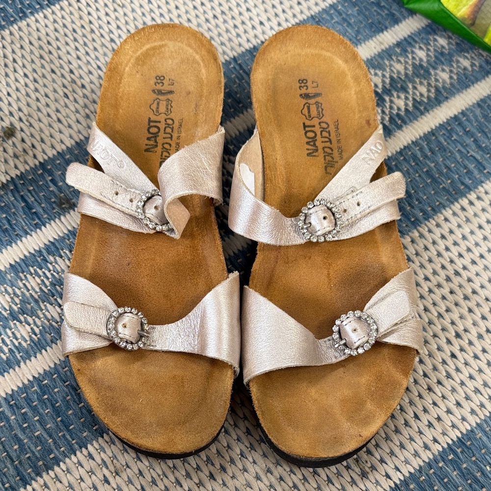 Women's Gold Sandals with Rhinestone Accents